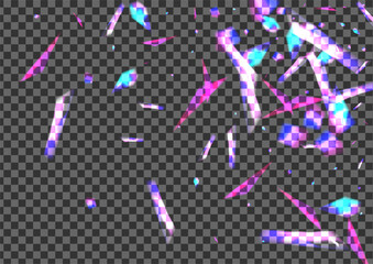 Blue Confetti Background Transparent Vector. Glare Spread Template. Shine Realistic Design. Violet Starlight. Twinkle Graphic Texture.