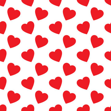Heart seamless pattern, endless texture. Red hearts on white background, vector illustration. Valentine's Day Pattern. Anniversary, birthday design. Love, sweet moment, wedding design.