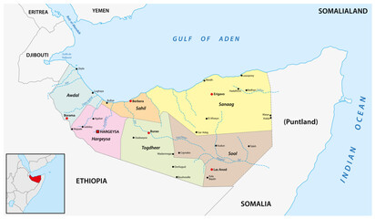 Administrative map of the de facto state of Somaliland - 766200528