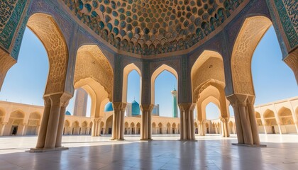 the shah mosque famous landmark on Naqsh-e Jahan Square in isfahan city iran - obrazy, fototapety, plakaty