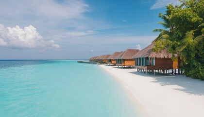 tropical Maldives resort hotel and island with beach and sea for holiday vacation concept