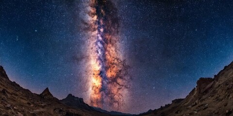 Milky Way over a mountain range.