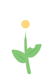 Cute white flower icon. Flat design illustration.