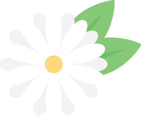 Cute white flower icon. Flat design illustration.
