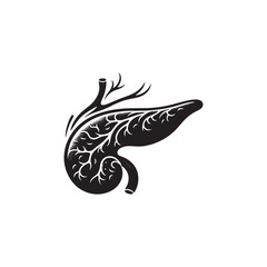 Human Pancreas Silhouette Vector: Illustrating the Vital Organ's Structure and Function in Simplified Form- pancreas vector stock.