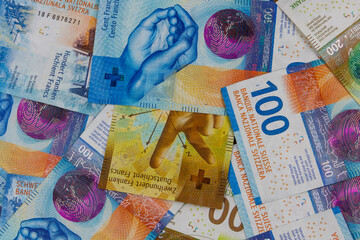 Background of the swiss francs banknotes