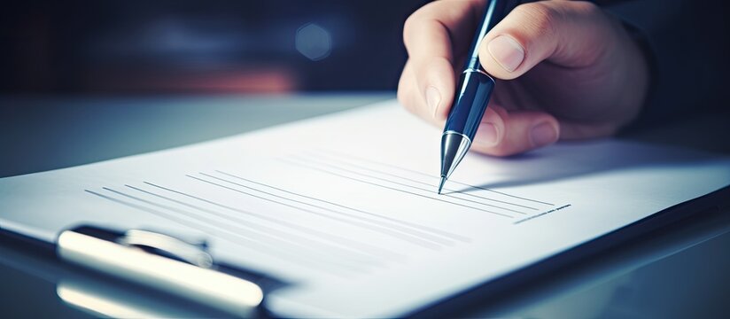 A person sitting at a desk, concentrating as they write a letter on a sheet of paper using a traditional pen