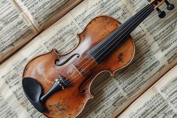 Musical instrument violin - obrazy, fototapety, plakaty