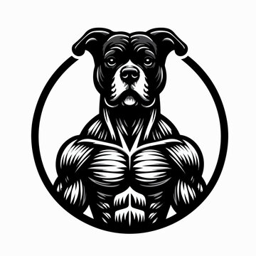 Mussle Pit Bull PitBull Terrier dog breed pet logo icon sticker tattoo ui