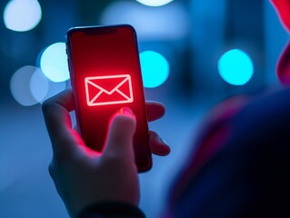 A person receiving a notification on their phone about a suspicious email