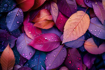 Colourful nature leaves with waterdrop wallpaper Amoled Vibrant colour 