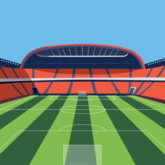soccer stadium indoor flat vector illustration