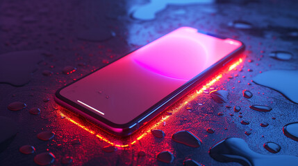 A sleek smartphone rests on the surface, its screen glowing with infinite possibilities. - Powered by Adobe
