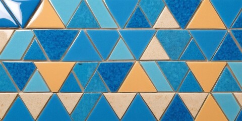 Ceramic tile background with blue, orange and yellow colors.