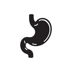 Human Stomach Silhouette Vector: Depicting the Digestive Organ's Form and Function in Simplified Form- Stomach vector stock.