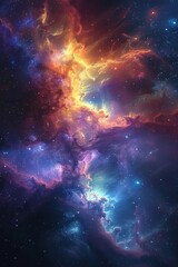 Fototapeta premium Imagine a mesmerizing night sky lit up by a brilliant display of twinkling stars and swirling galaxies, painting a wondrous cosmic tapestry in the darkness of the universe.