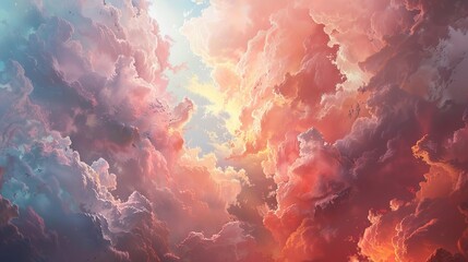 The sky is filled with abstract shapes created by clouds. - obrazy, fototapety, plakaty