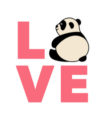 Cute panda with the inscription Love