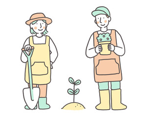 ガーデニングを楽しむ二人