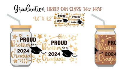Printable Full wrap for libby class can. A pattern with Graduate symbols - 766206748