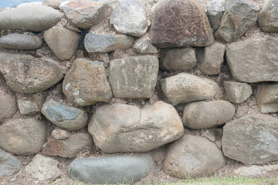 Cuenca Ecuador  Museo Pumapungo. Ruins of the Inca city of Tomebamba. Wall materials used to build the terraces.