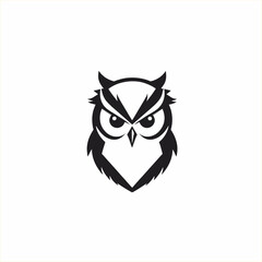 Fototapeta premium Owl head outline, logo or icon vector design in minimalist style.