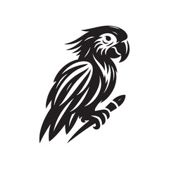 Fototapeta premium Parrot Silhouette Vector: A Simplified Depiction of Avian Beauty and Grace- Parrot vector stock.
