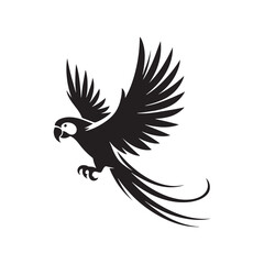 Fototapeta premium Parrot Silhouette Vector: A Simplified Depiction of Avian Beauty and Grace- Parrot vector stock.