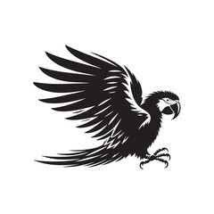 Parrot Silhouette Vector: A Simplified Depiction of Avian Beauty and Grace- Parrot vector stock.