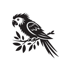 Parrot Silhouette Vector: A Simplified Depiction of Avian Beauty and Grace- Parrot vector stock.