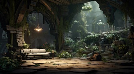 Interior of the church of st mary. AI generated art illustration.