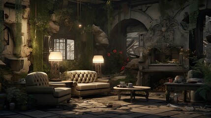 Obraz premium Interior of the church of st mary. AI generated art illustration.