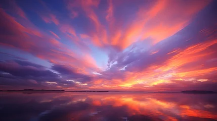 Foto op Plexiglas the beauty of the color of the sky and the calm beach in the evening when the sun sets © MyBackground