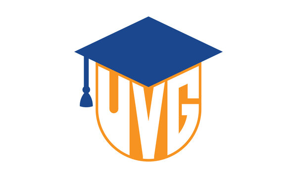 UVG initial letter academic logo design vector template. school college logo, university logo, graduation cap logo, institute logo, educational logo, library logo, teaching logo, book shop, varsity	
