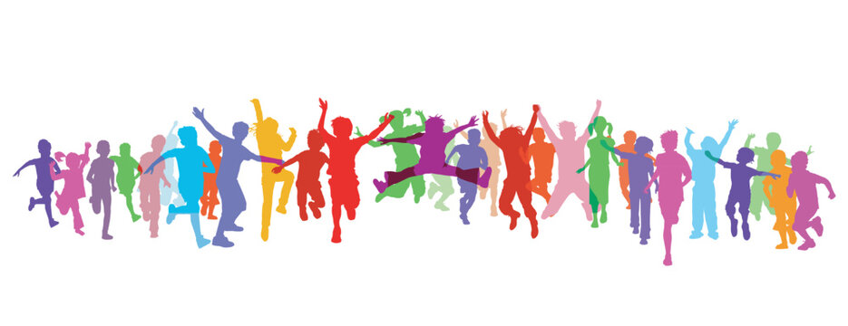 Kinder  Gruppe spielen und haben Freude, illustration