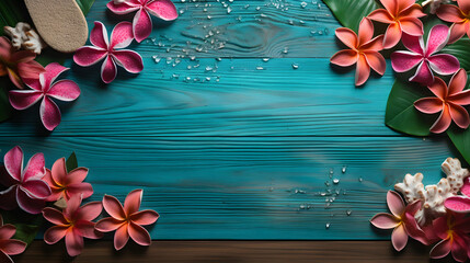 tropical style background with flip floppers - obrazy, fototapety, plakaty