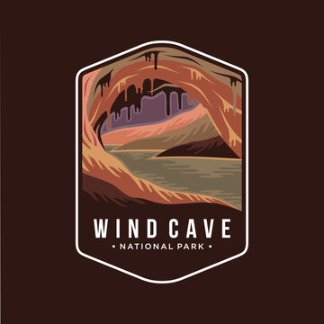 Wind Cave National Park Emblem patch logo illustration