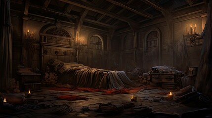 Interior of church. AI generated art illustration.