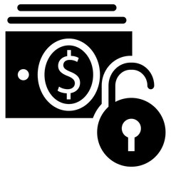 unlocked money icon, simple vector design