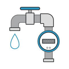Economical cold water meter. Colored flat clipart. - 766217183
