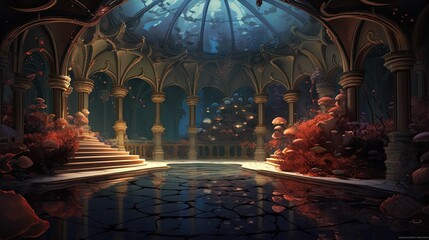 Obraz premium Interior of the church. AI generated art illustration.