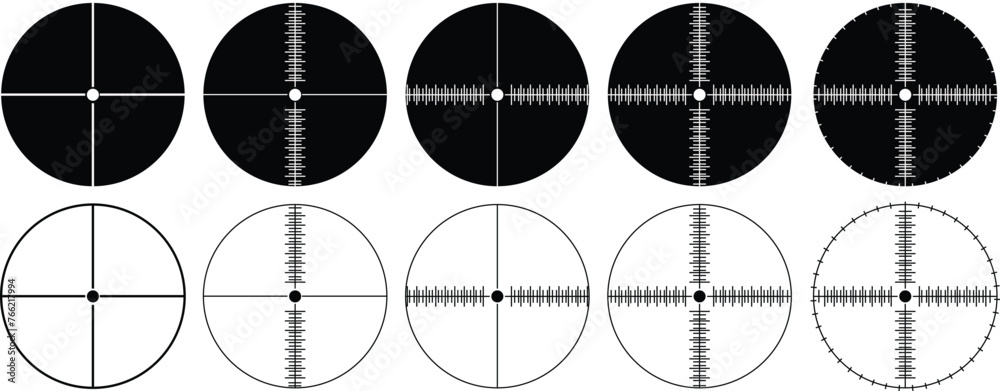 Wall mural set of target icon isolate on black and white background black and white targets target destination 