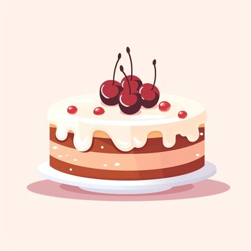 a cake with white frosting and cherries on top