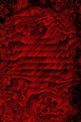 Complex dark red 3D linear structure on black background as depth map contour design