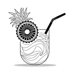 Fresh pineapple juice concept logo on white background.