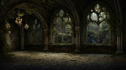 Naklejka premium Old abandoned factory. AI generated art illustration. 