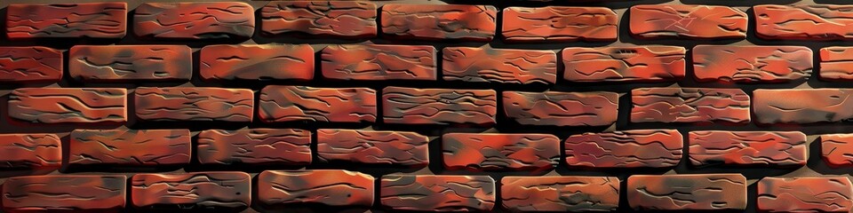 Brick Wall Texture with Terracotta Gloss Coating