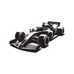 Racing Car Silhouette Vector: Speed and Power in Minimalistic Form- Racing car vector stock.
