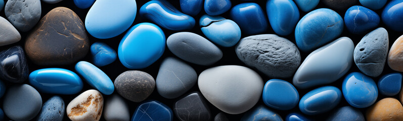 a group of blue and grey rocks