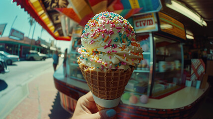 Ice cream cone with sprinkles